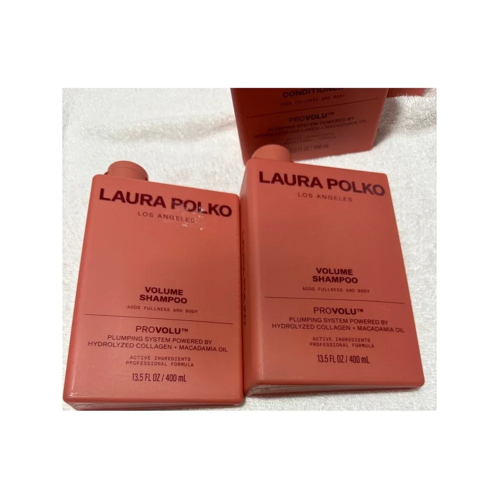 Laura Polko Volume Shampoo and Conditioner Set Bottles 13.5oz Collagen Macadamia